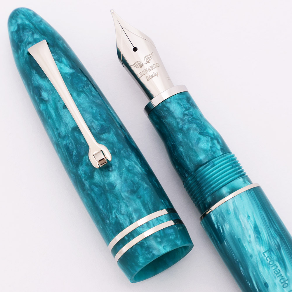 Leonardo Furore 万年筆 エメラルドブルー F Leonardo Furore Grande Fountain Pen - Smeraldo (Emerald Blue), C/C